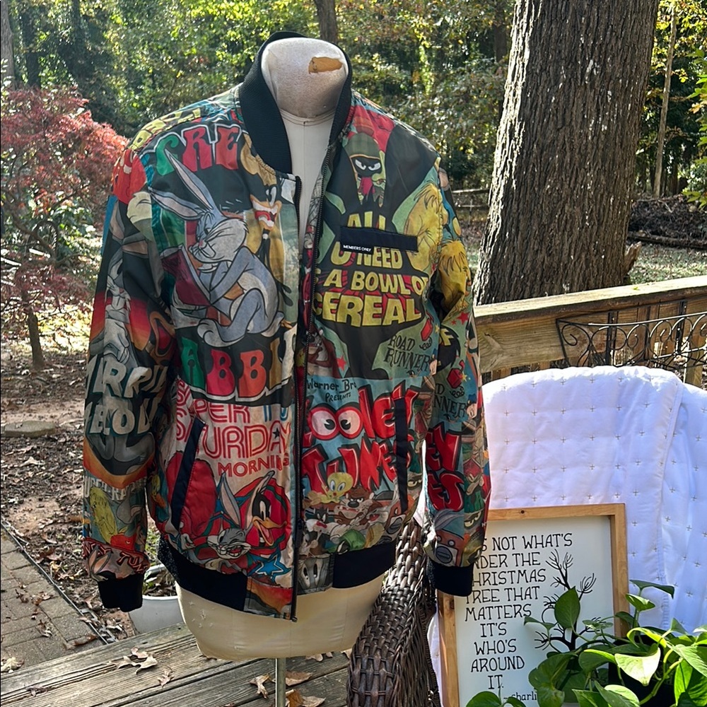 Warner Bros. Colorful Patchwork Bomber Jacket - image 1